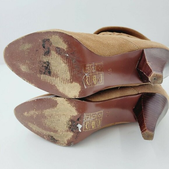 Farylrobin Ankle Boots Womens Size 7.5 Brown Suede Booties Weaved Anthropoligie - Picture 5 of 10